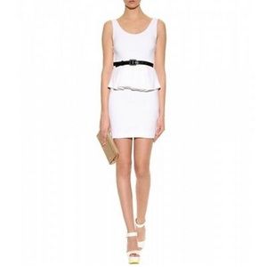 NWT Alice +Olivia White Belted Peplum Dress Size 2